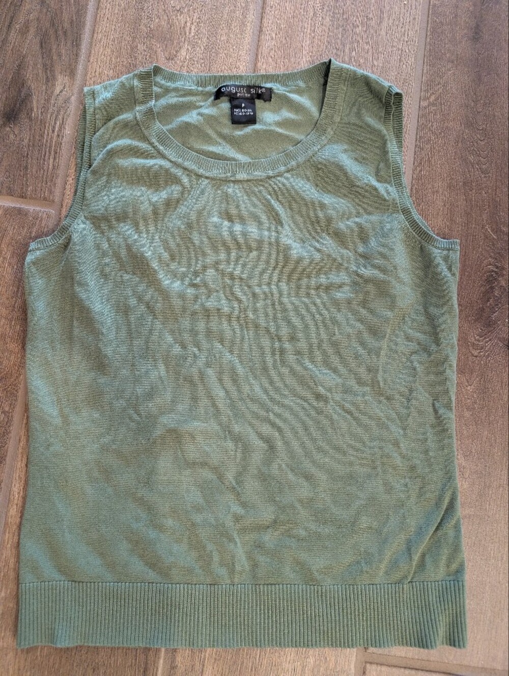 August Silk Olive Green Sleeveless Sweater Top